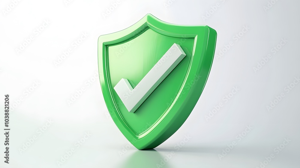 cartoon 3d Icon safety shield check mark perspective . green symbol security safety icon. Checkmark in minimalistic style. 3d vector illustration. white background cartoon 3d Icon safety shield check mark perspective . green symbol security safety icon. Checkmark in minimalistic style. 3d vector illustration. white background