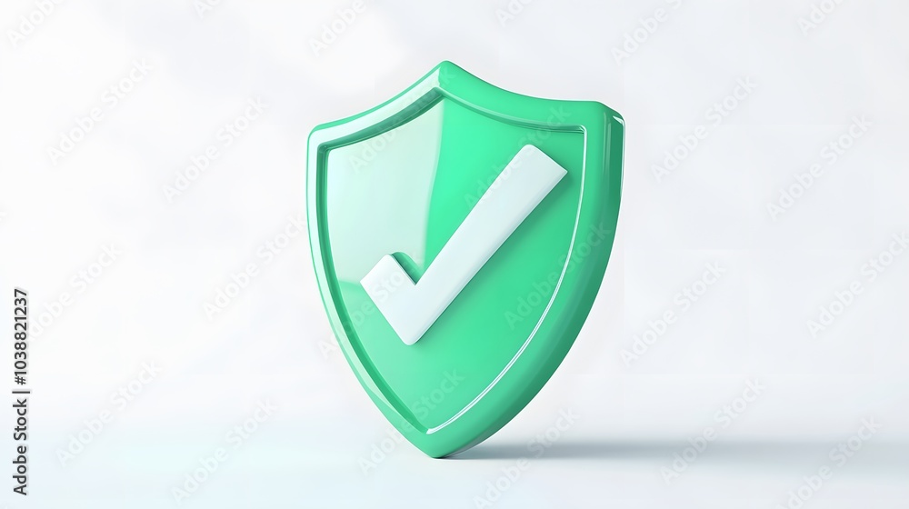 cartoon 3d Icon safety shield check mark perspective . green symbol security safety icon. Checkmark in minimalistic style. 3d vector illustration. white background cartoon 3d Icon safety shield check mark perspective . green symbol security safety icon. Checkmark in minimalistic style. 3d vector illustration. white background