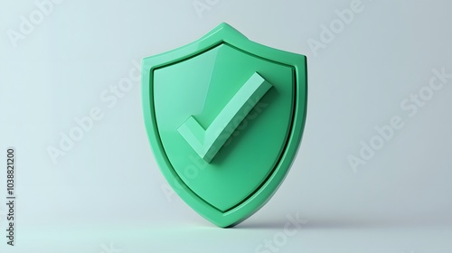 Wallpaper Mural cartoon 3d Icon safety shield check mark perspective . green symbol security safety icon. Checkmark in minimalistic style. 3d vector illustration. white background Torontodigital.ca