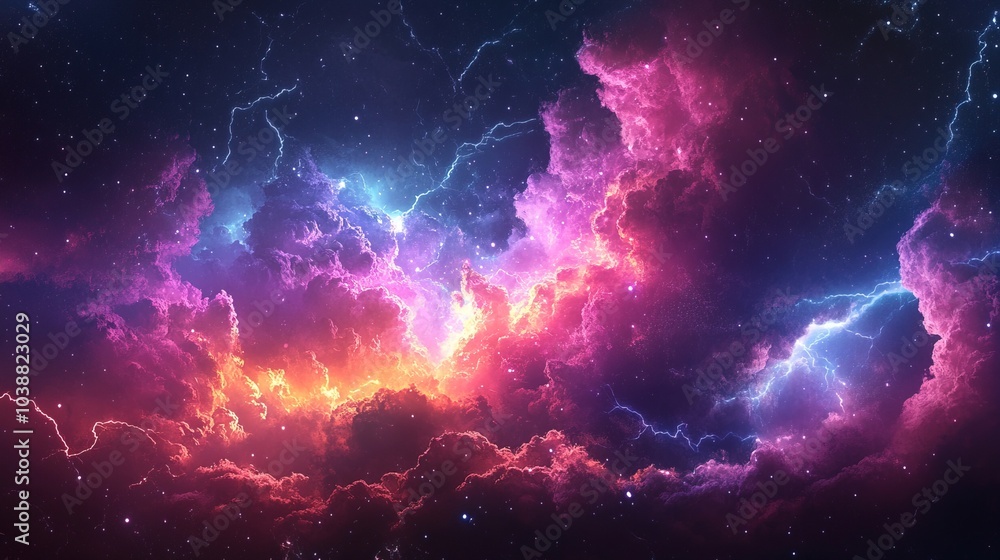 Obraz premium Punch flying background concept with beautiful lightning 