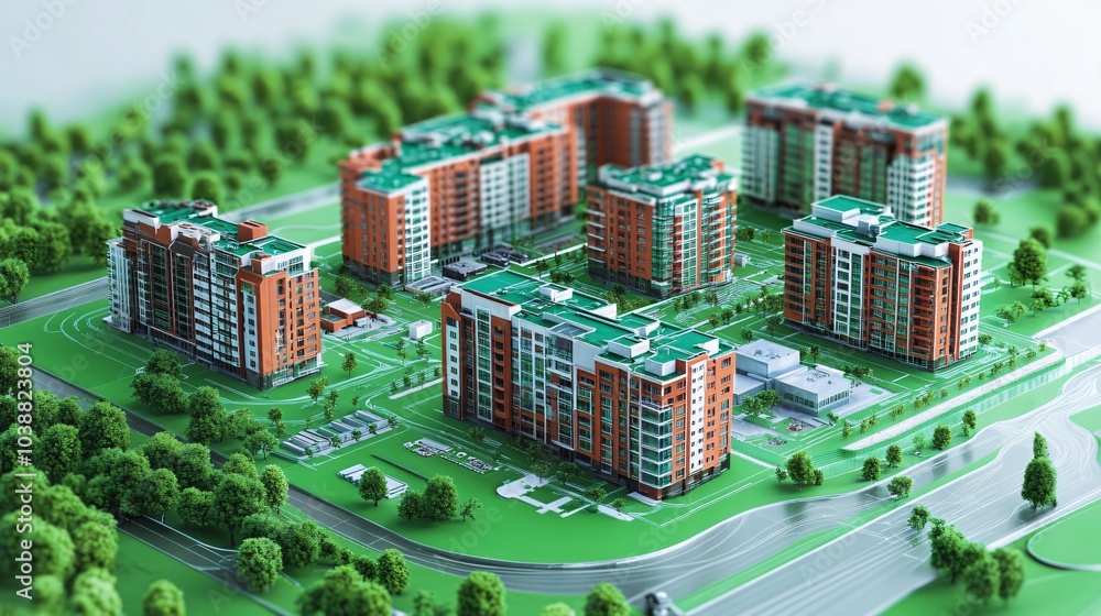 3D analysis of architectural plans showcasing a modern urban development. 3D analysis of architectural plans showcasing a modern urban development.