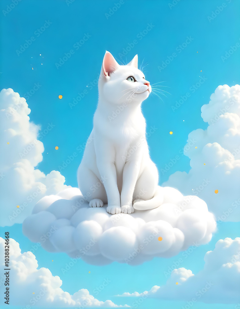 White , black and Orange cat on clouds White , black and Orange cat on clouds