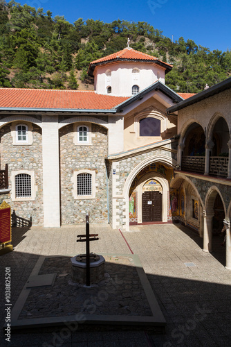 Famous orthodox monastery of Kykkos, Holy monastery of the Virgin of Kykkos in Cyprus. Pedoulas, Cyprus photo