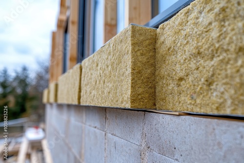 Building thermal insulation for facades using mineral wool for energy efficiency in commercial structures photo