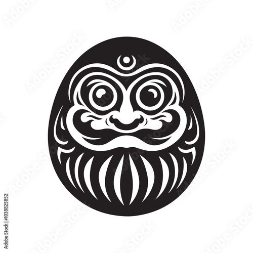 Daruma Silhouette Vector Illustration - Iconic Japanese Culture Graphics