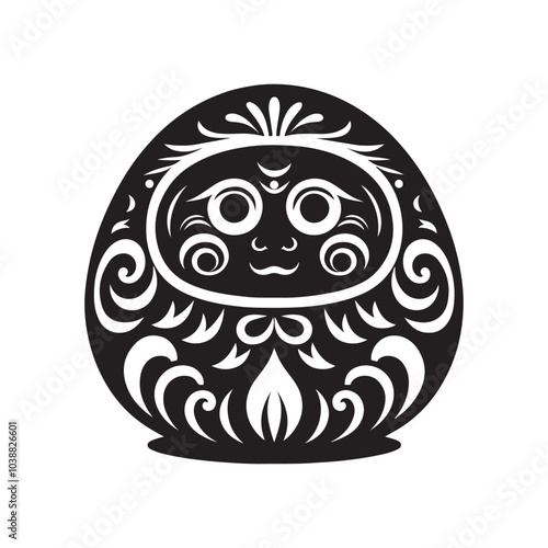 Daruma Silhouette Vector Illustration - Iconic Japanese Culture Graphics