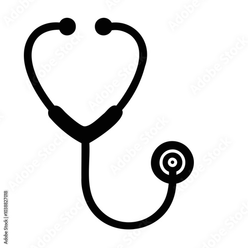 Stethoscope black silhouette vector icon, stethoscope logo healthcare, heart shape  vector outline  illustration