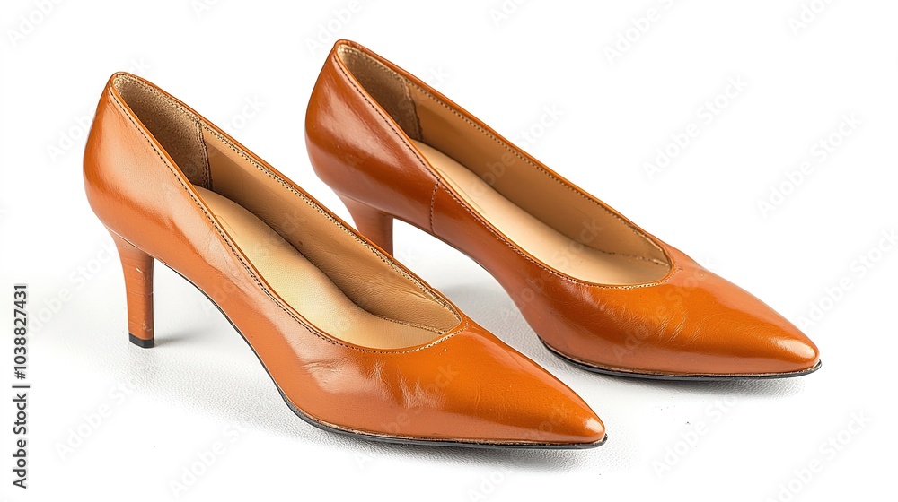 Stylish orange high-heeled shoes with a pointed toe design, perfect for adding elegance to any outfit. Stylish orange high-heeled shoes with a pointed toe design, perfect for adding elegance to any outfit.