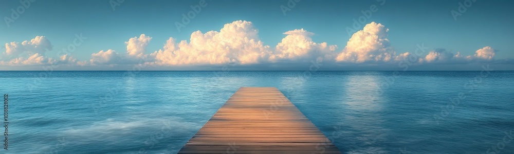 Fototapeta premium Wooden dock that extends into the ocean