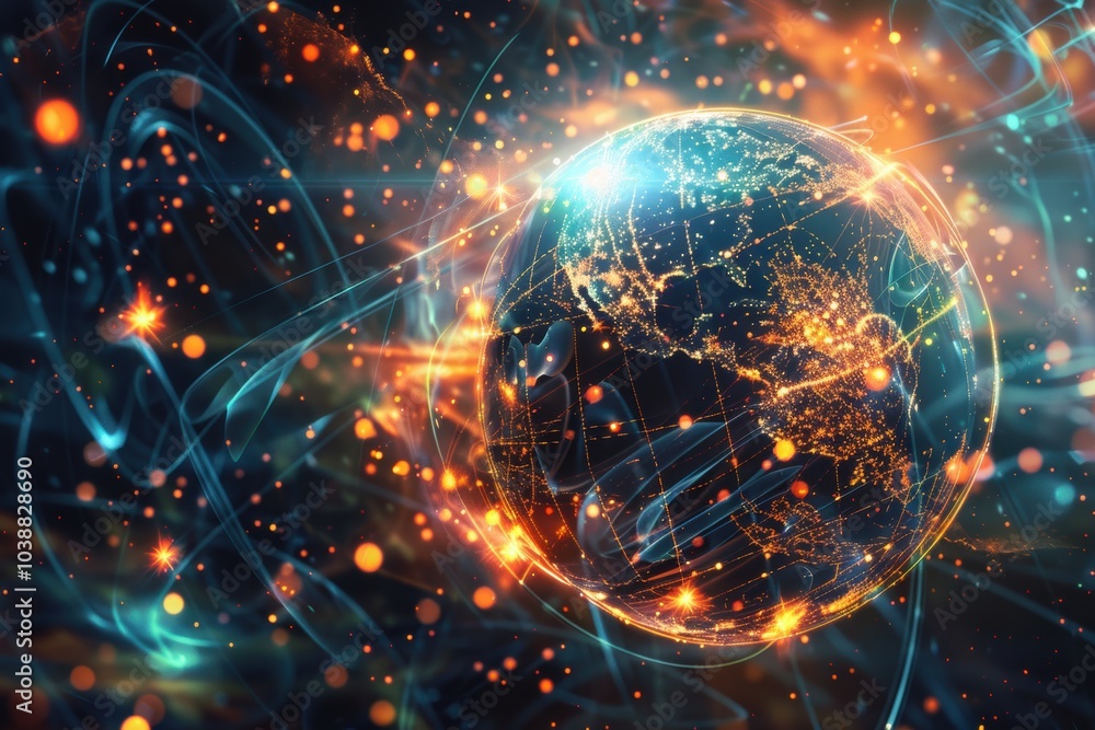 Obraz premium Internet connection facilitating global data transfer and communication