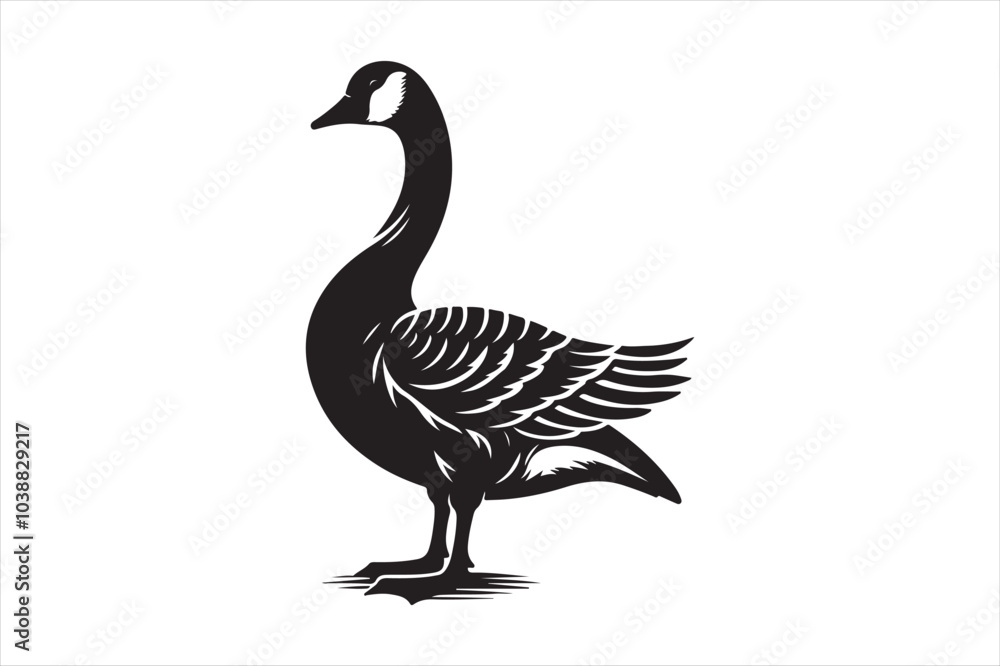 Fototapeta premium Goose silhouette vector illustration, Goose silhouette bundle 