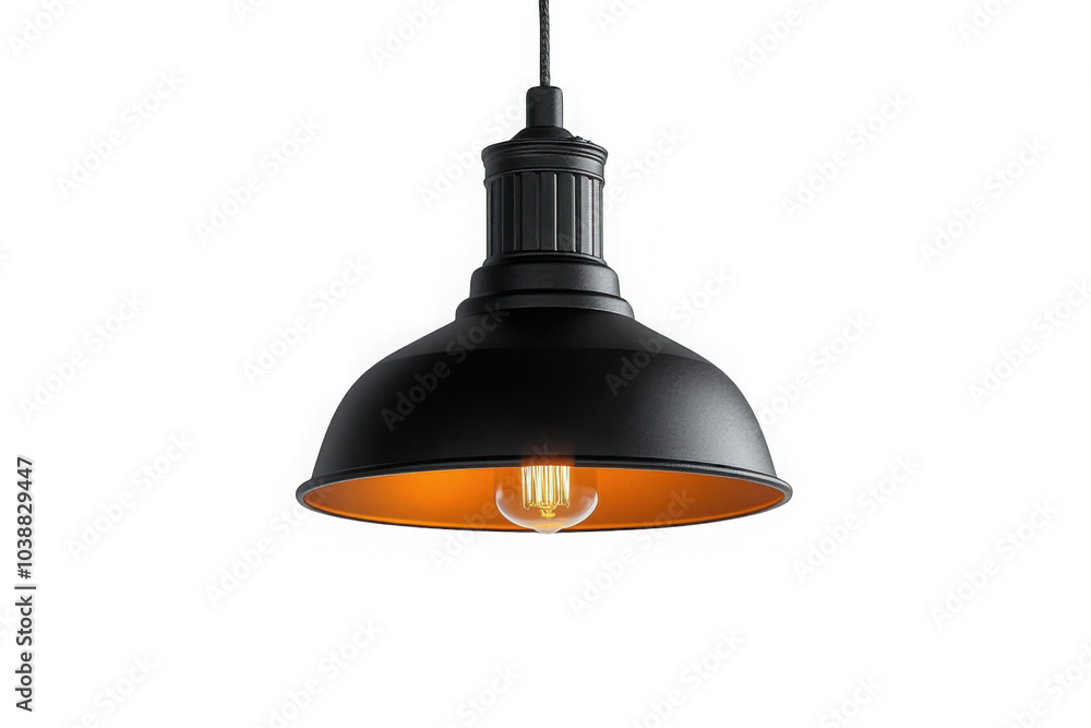 Black Pendant Light isolated on transparent background, png file, no background png file