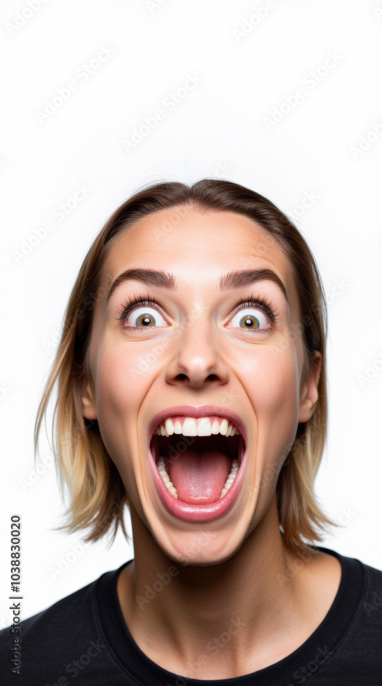 Excited Person in Vibrant Clothes and Joyful Expressions: Colorful Portrait on White Backgrounds for Stock Photography Excited Person in Vibrant Clothes and Joyful Expressions: Colorful Portrait on White Backgrounds for Stock Photography