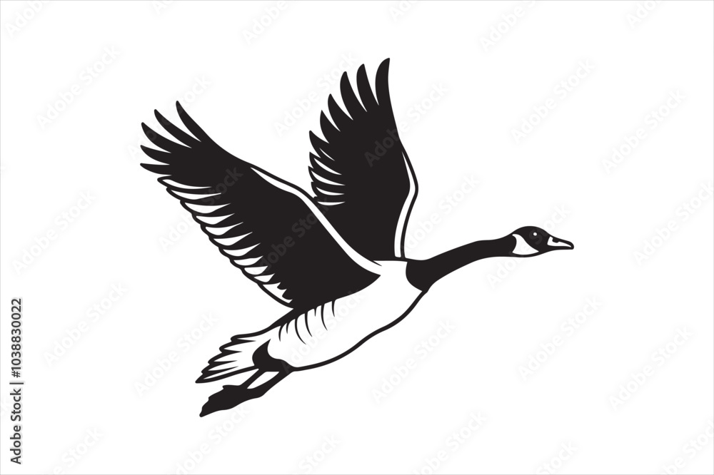 Fototapeta premium Goose silhouette vector illustration, Goose silhouette bundle 