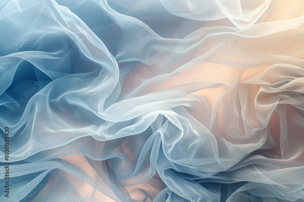 A blue and white fabric with a pattern of waves A blue and white fabric with a pattern of waves