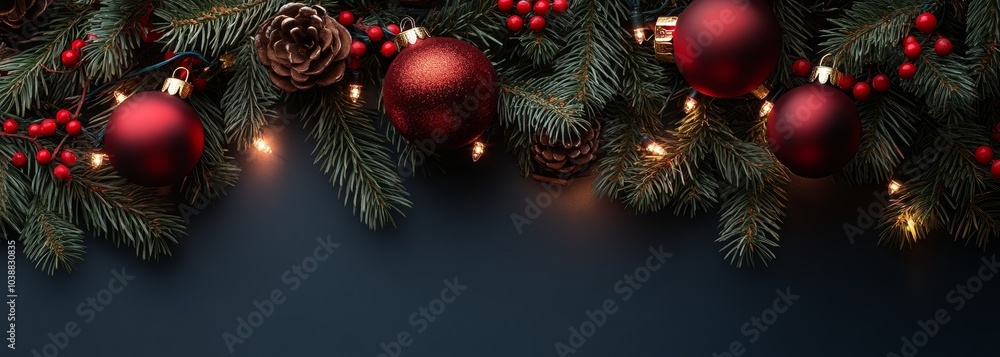 Christmas New Year horizontal border composition background Christmas New Year horizontal border composition background