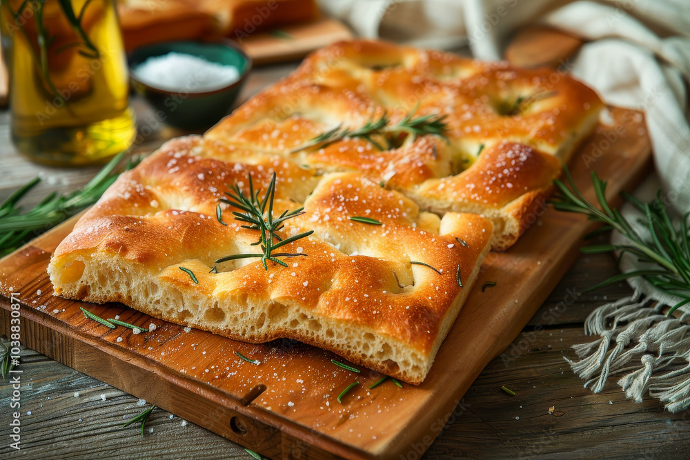 A piece of bread with herbs on top of it A piece of bread with herbs on top of it