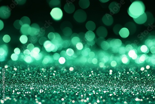 Abstract light turquoise background with bokeh and glittering particles