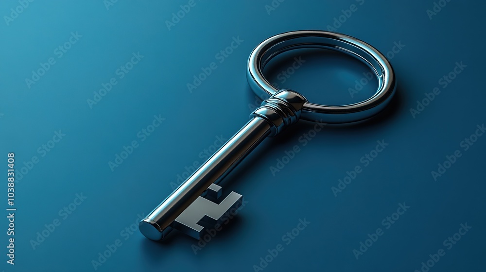 Key on blue background, safety and data protection in the online Key on blue background, safety and data protection in the online