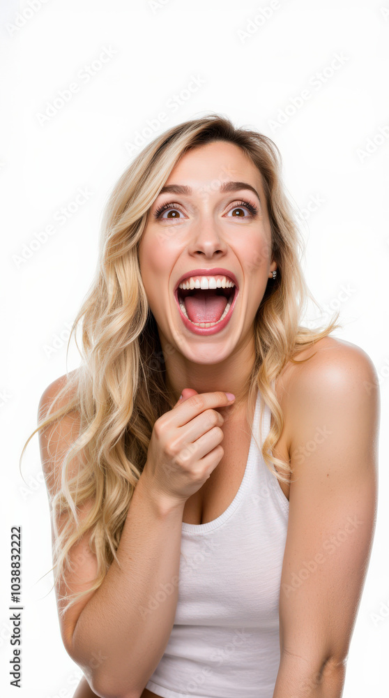 Excited Person in Vibrant Clothes and Joyful Expressions: Colorful Portrait on White Backgrounds for Stock Photography Excited Person in Vibrant Clothes and Joyful Expressions: Colorful Portrait on White Backgrounds for Stock Photography