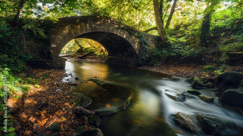 Stone Bridge Over Flowing Creek Stone Bridge Over Flowing Creek
