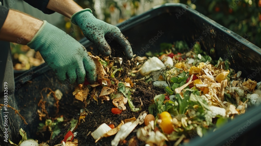 Obraz premium Compost rotting microorganisms bin composition background