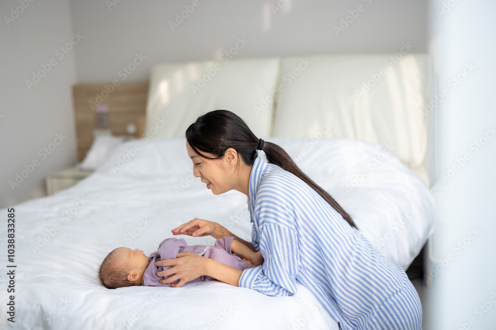 Asian mom take care of her son Asian mom take care of her son