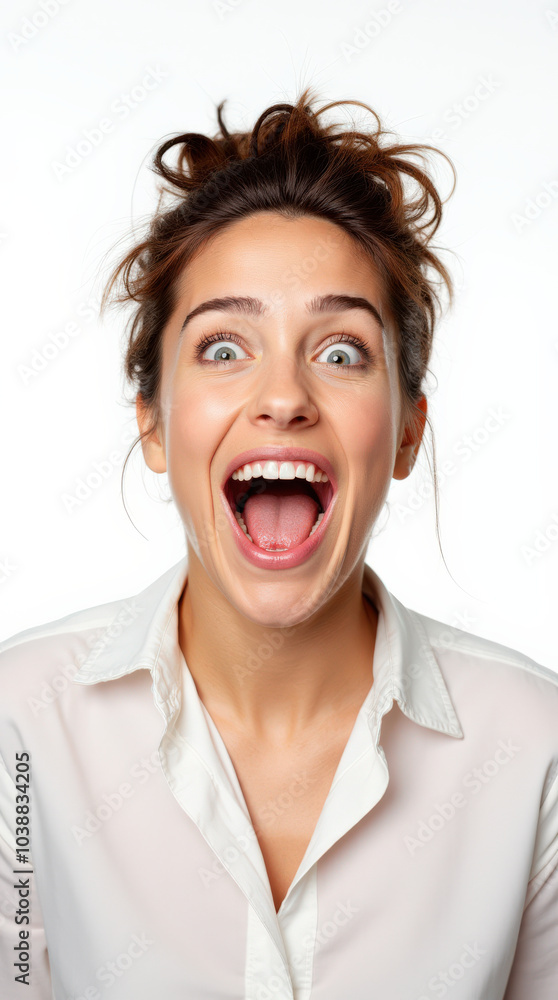 Excited Person in Vibrant Clothes and Joyful Expressions: Colorful Portrait on White Backgrounds for Stock Photography Excited Person in Vibrant Clothes and Joyful Expressions: Colorful Portrait on White Backgrounds for Stock Photography