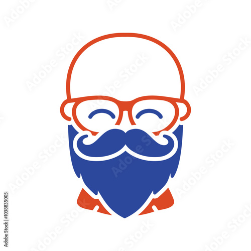 Bald beard man in glasses vector icon