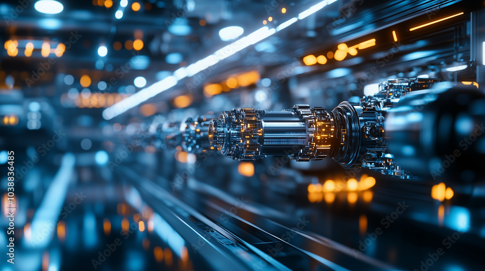 Futuristic Industrial Machinery: Close-Up of Mechanical Complexity Futuristic Industrial Machinery: Close-Up of Mechanical Complexity
