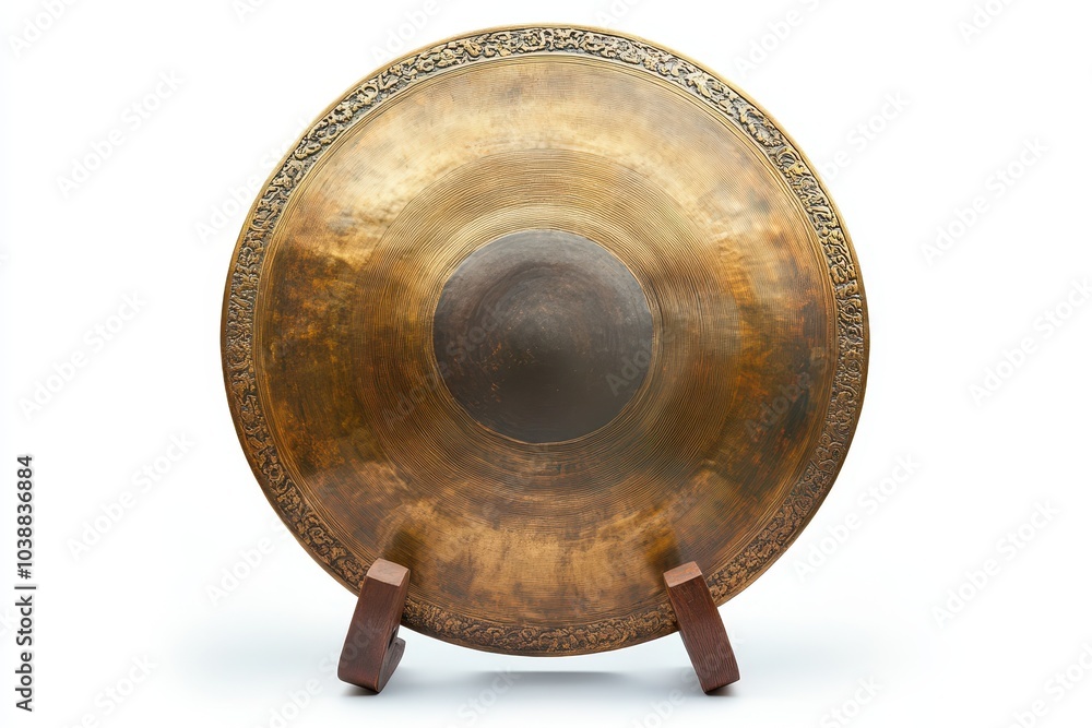 Classic eastern gong on white backdrop Classic eastern gong on white backdrop