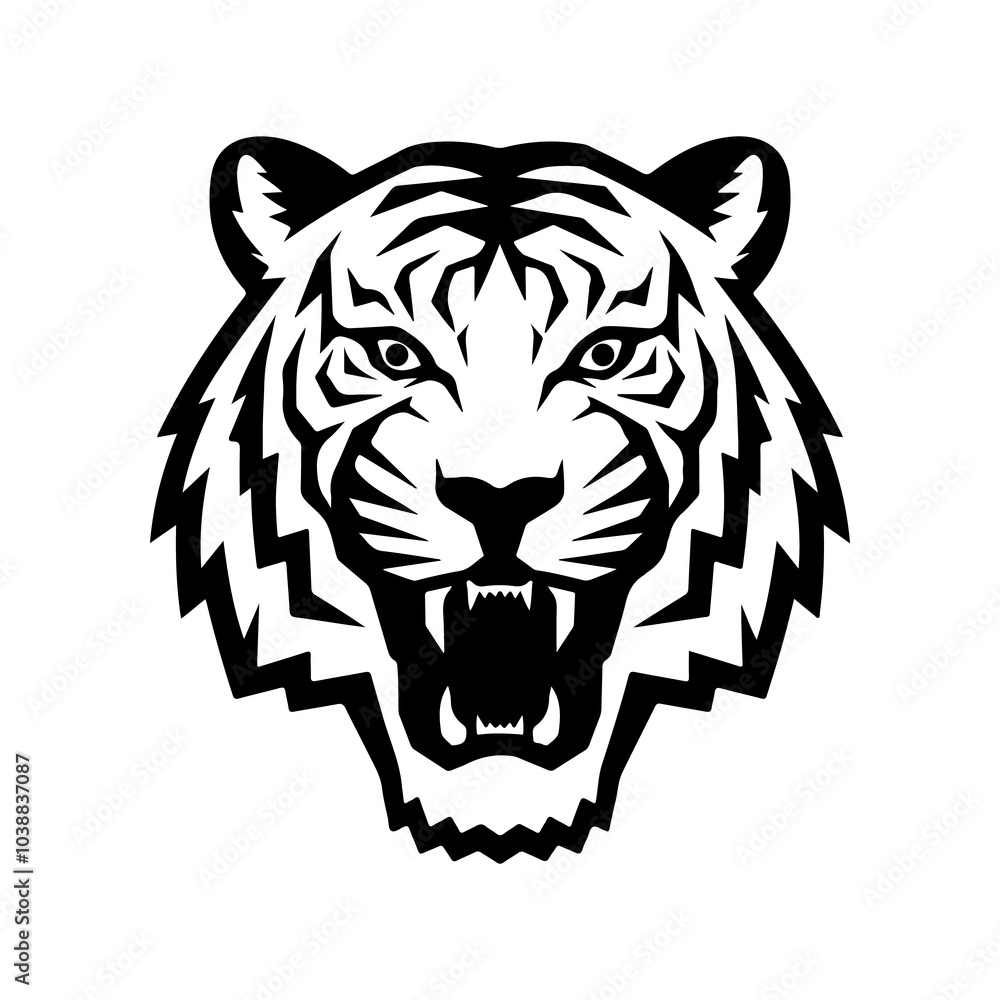 Tiger icon vector black and white concept Tiger icon vector black and white concept