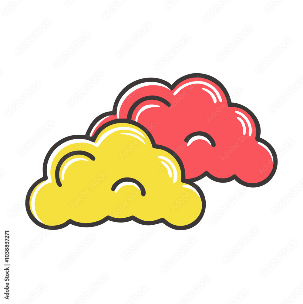 Red and yellow decorative clouds for Lunar New Year celebration