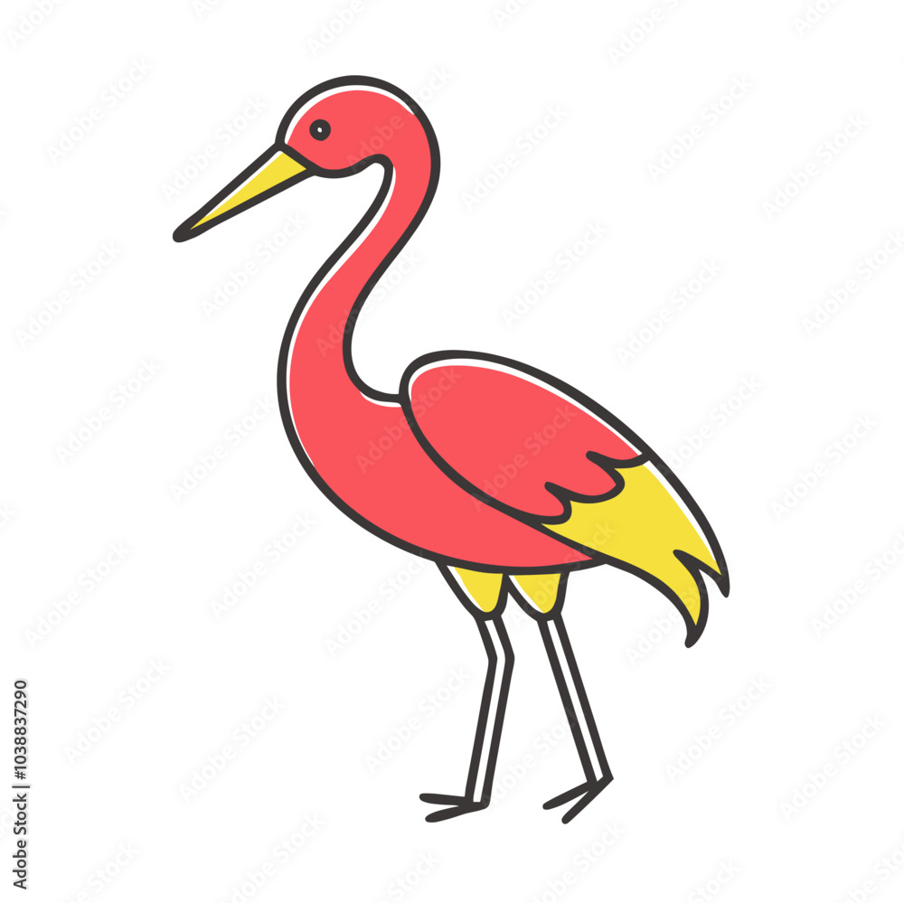 Red and yellow crane bird symbolizing good luck for Lunar New Year celebration Red and yellow crane bird symbolizing good luck for Lunar New Year celebration