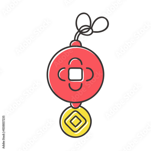 Red and yellow decorative amulet for Lunar New Year celebration