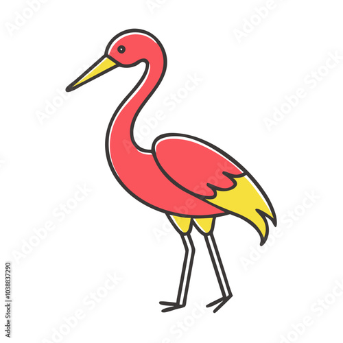 Red and yellow crane bird symbolizing good luck for Lunar New Year celebration