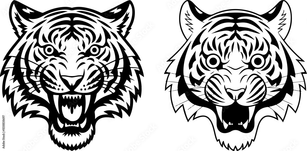 Tiger icon vector black and white concept Tiger icon vector black and white concept