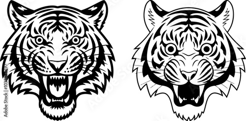 Tiger icon vector black and white concept photo