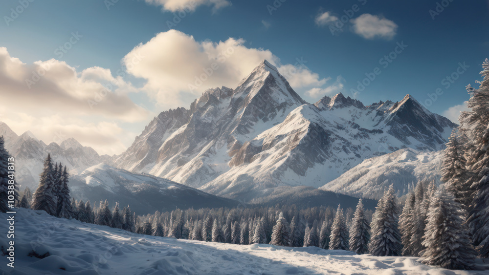 Snow-Covered Mountain Landscape Snow-Covered Mountain Landscape