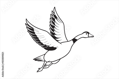 Goose line art vector illustration, Goose Silhouette vector 