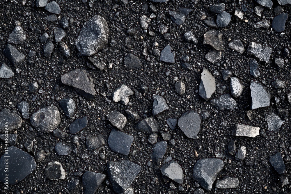 Coarse gray asphalt surface highlighting intricate texture and fine gravel ideal for diverse design applications