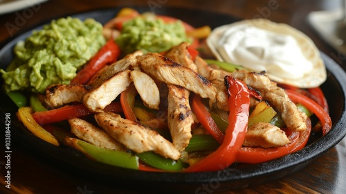 Wallpaper Mural A tantalizing plate of sizzling fajitas, featuring strips of marinated chicken, bell peppers Torontodigital.ca