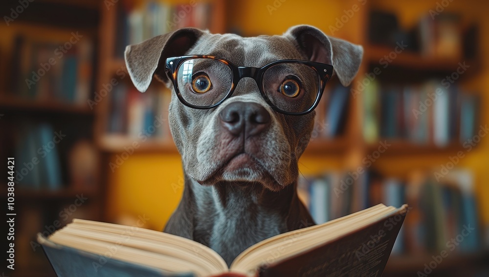 Dog Wearing Glasses Reading a Book – Realistic 8K Photo on Yellow Background with Surprised Expression
Dog Wearing Glasses Reading a Book – Realistic 8K Photo on Yellow Background with Surprised Expression