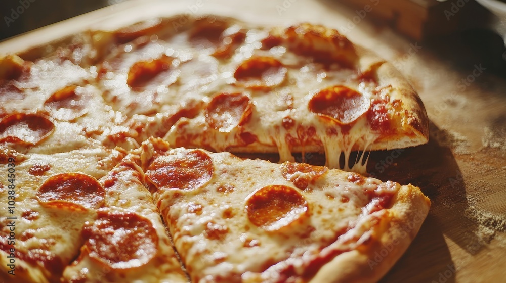 Pizza whole and slice composition background Pizza whole and slice composition background