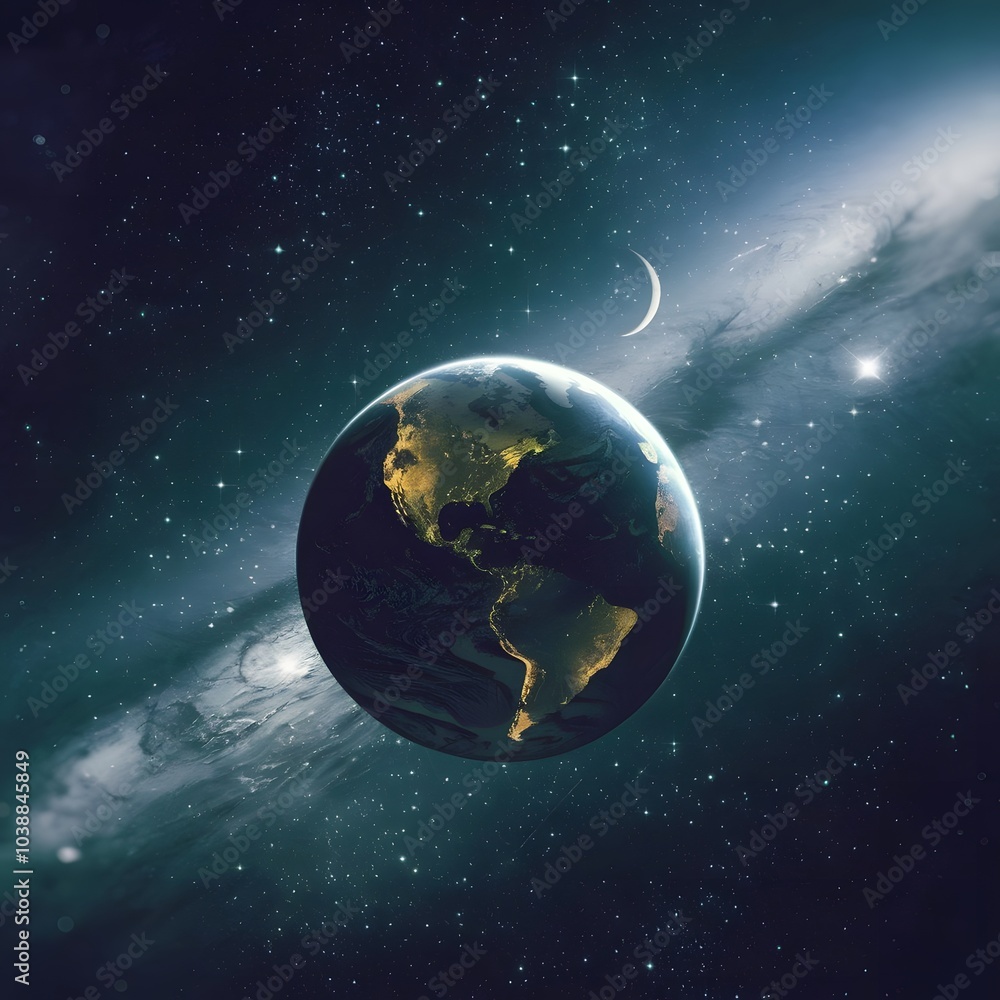 Fototapeta premium earth and moon in space