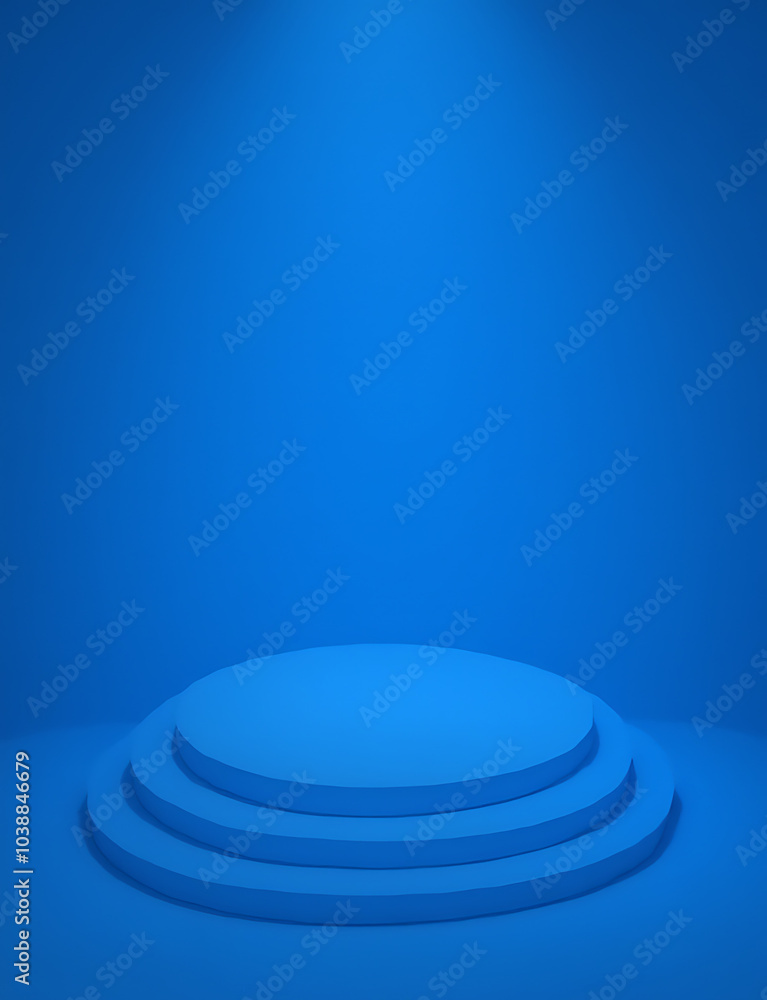 Obraz premium Blue background with a raised stage for performances is visually appealing.
