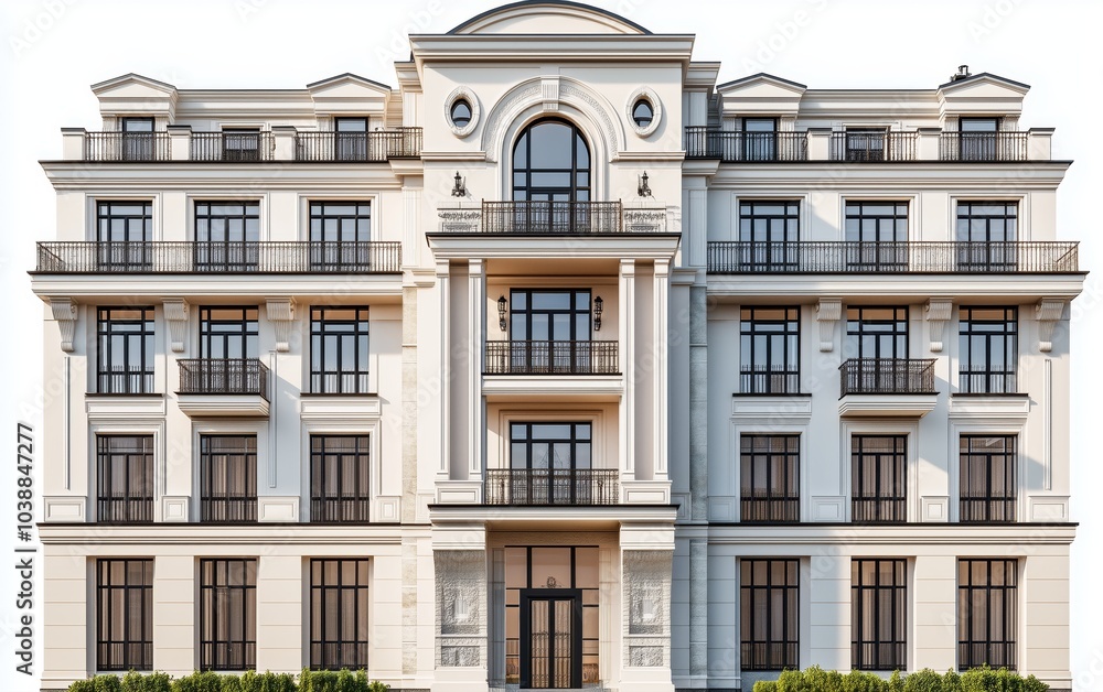 Luxury building with classic architectural details and large windows Luxury building with classic architectural details and large windows