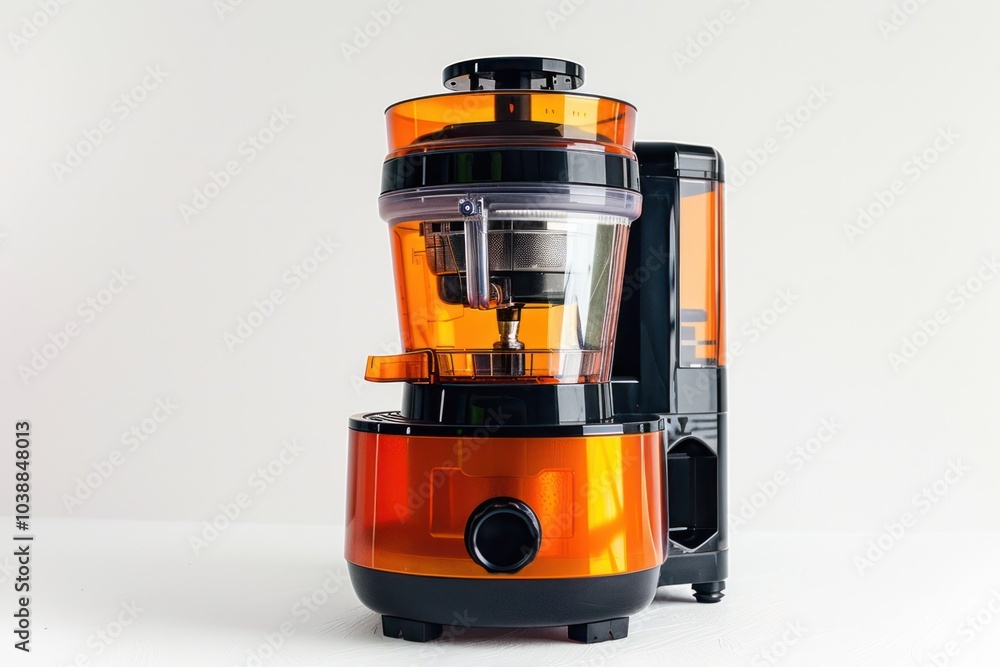 High-speed juicer with large feeding chute isolated on white background High-speed juicer with large feeding chute isolated on white background