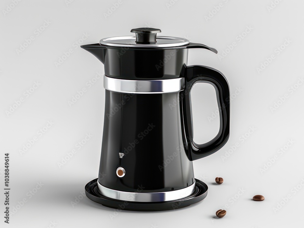 Isolated black and silver coffee maker on a clean white background Isolated black and silver coffee maker on a clean white background