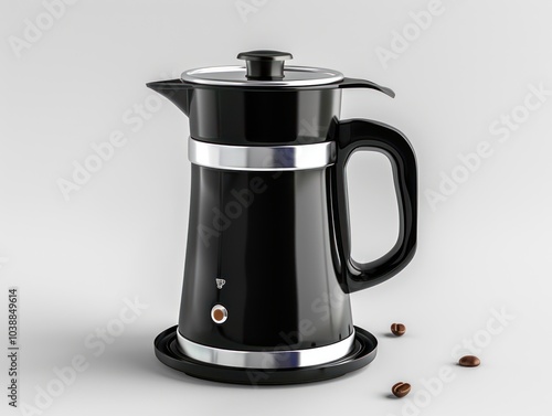 Isolated black and silver coffee maker on a clean white background